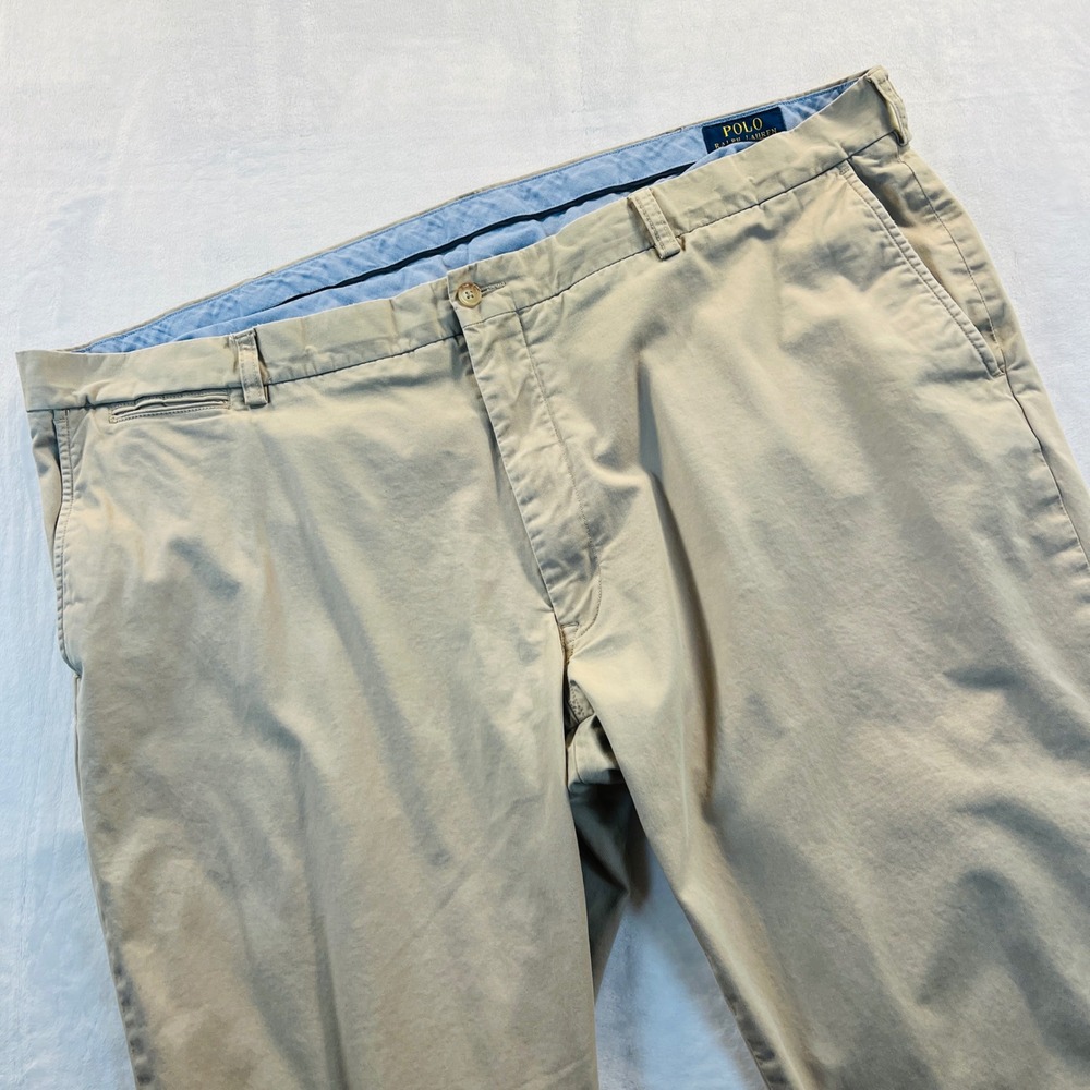 Polo Ralph Lauren Mens Khaki Tan Stretch Classic Fit Chino Pants Waist 46B